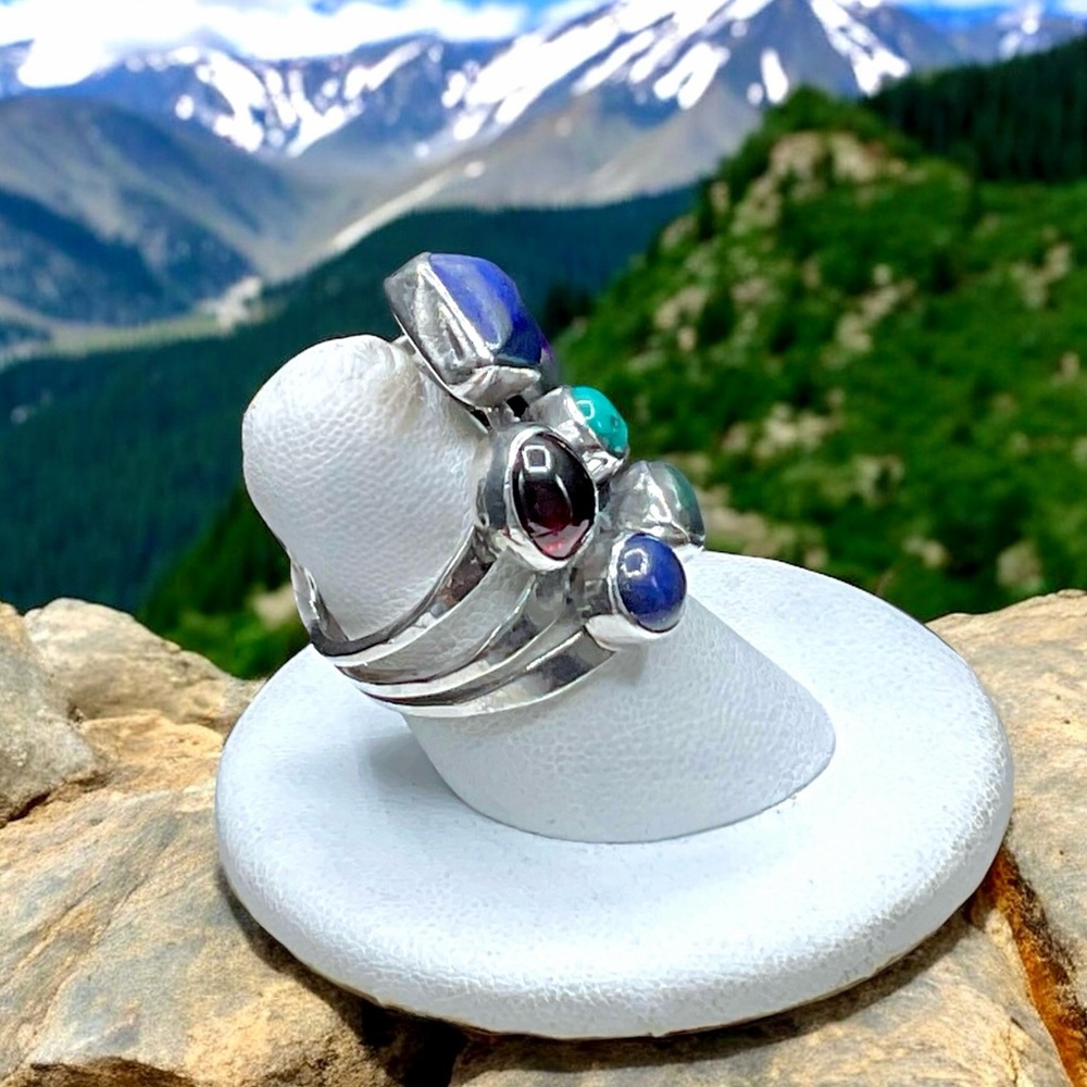 🌺Vintage Nakai Sterling & Gemstone Ring - Picture 6 of 12